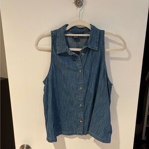 GAP Sleeveless Blue Denim Shirt